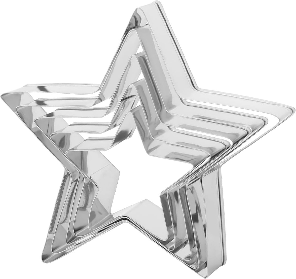 Set van 5 Ster Uitsteekvormen van Roestvrij Staal voor Koekjes, Fondant en Fruit - Perfect voor Feestjes en Verjaardagen