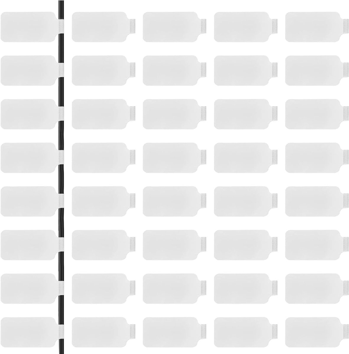40 Herbruikbare Kabellabels voor Grote Kabels - Schrijfbare Labels voor Kabelorganisatie en Onderscheiding (Wit)