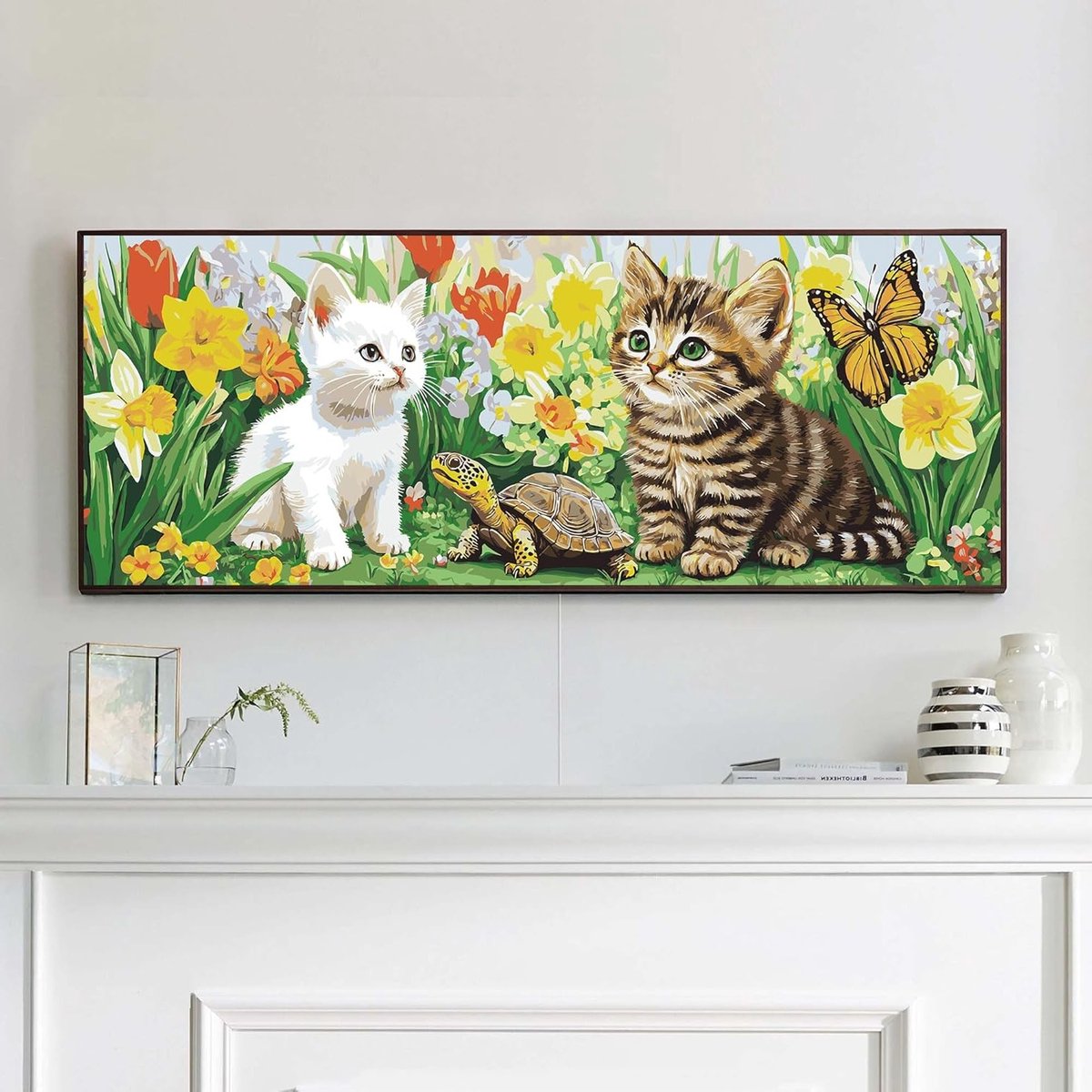 DIY Schilderen op Nummer Kit voor Katten, Creatief Kunstproject voor Volwassenen – Inclusief Verf en Kwast, Perfect voor Thuisdecoratie en Cadeau – 30x80cm (Zonder Lijst)