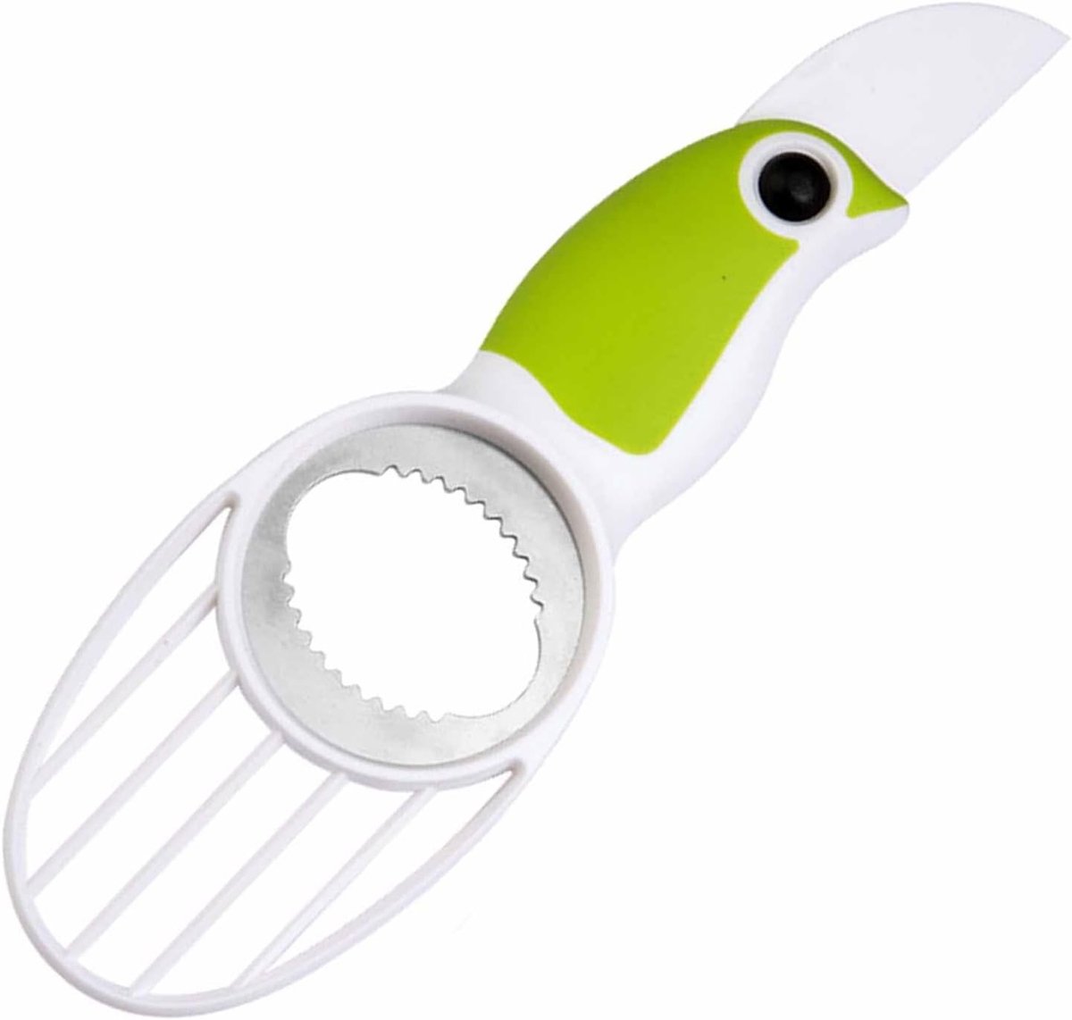 Multifunctionele Avocado Tool met Zachte Grip, Snijden, Pellen en Pit Verwijderen, Groen