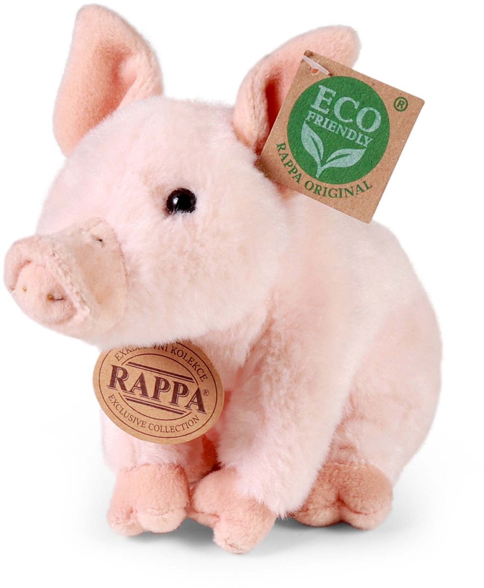Rappa pluche varken 18 cm eco-vriendelijk knuffeldier roze.