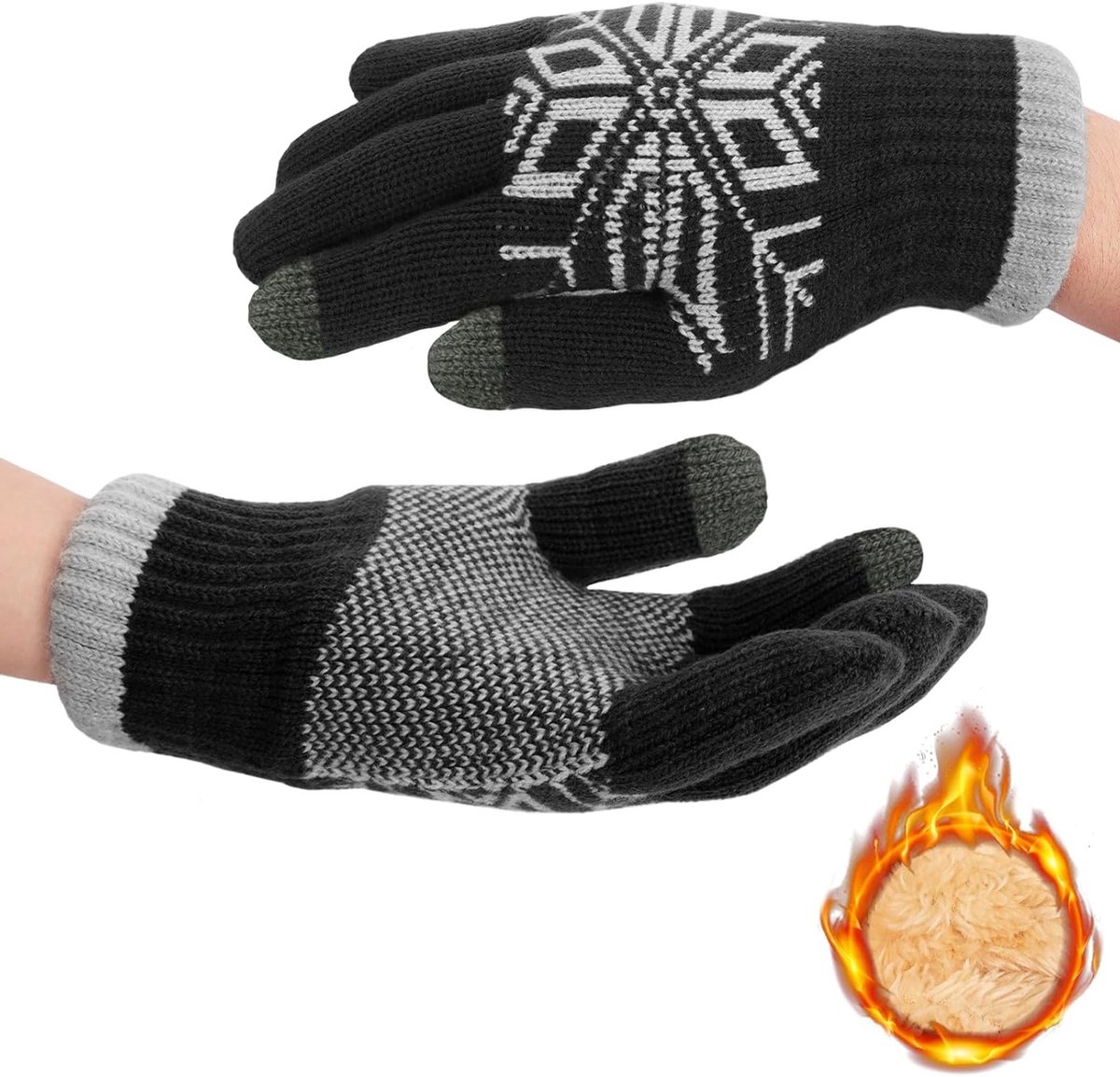 Winterhandschoenen voor Dames, Warm en Zacht met Touchscreen, Gebreide Voering en Elastische Manchet
