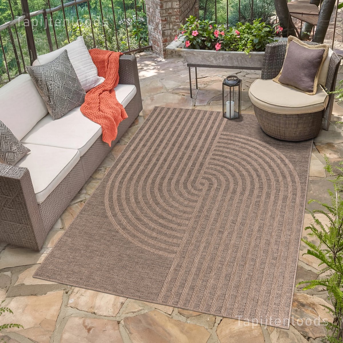 Muratap Sahara Japandi Buitenkleed Jute-Look Weerbestendig Vloerkleed Beige