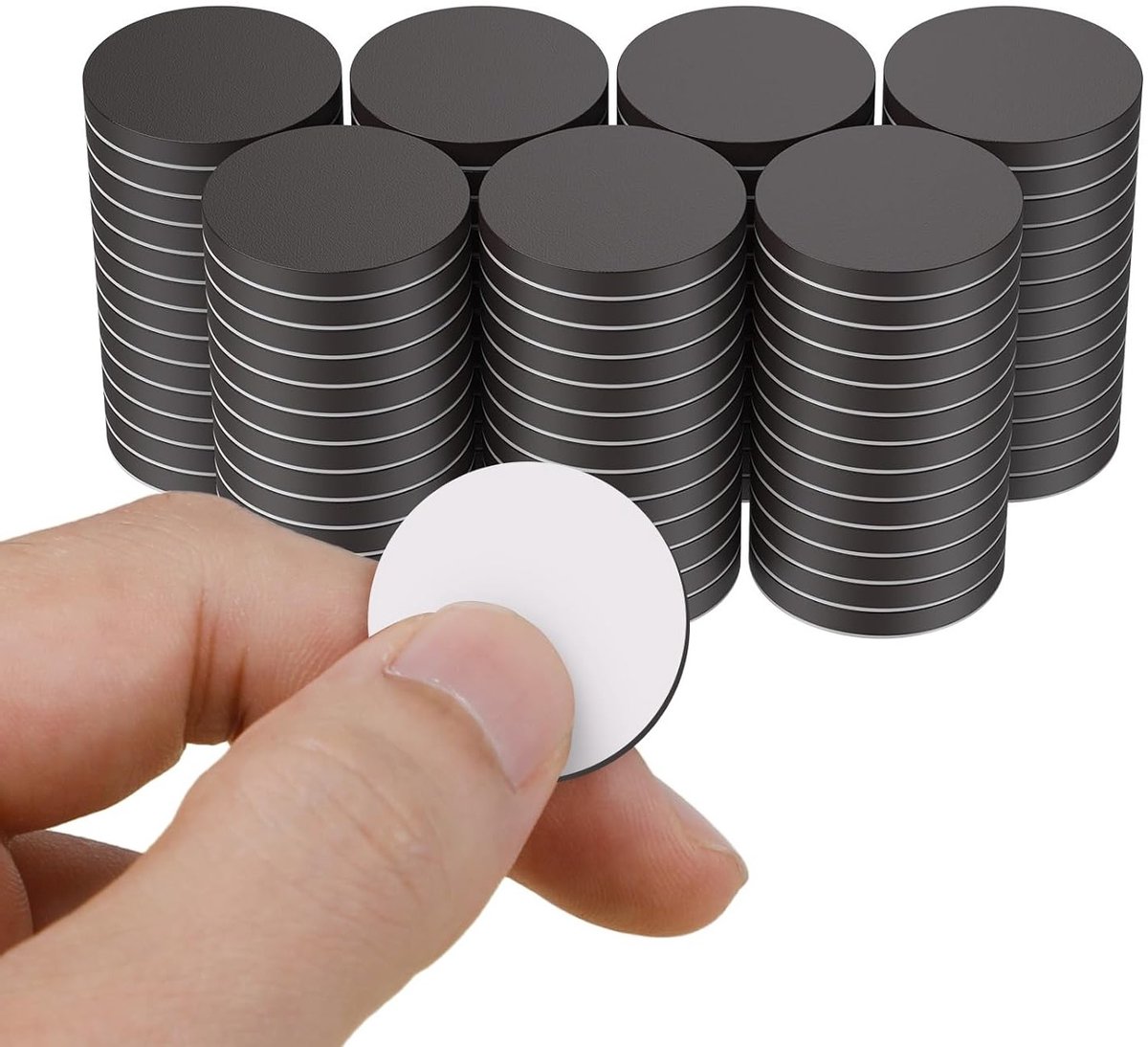 Pack van 100 ronde magneten met zelfklevende achterkant, 20 x 2.5 mm kleine magneten voor knutselen, koelkastmagneten en plakkende cirkelvormige magnetische schijven