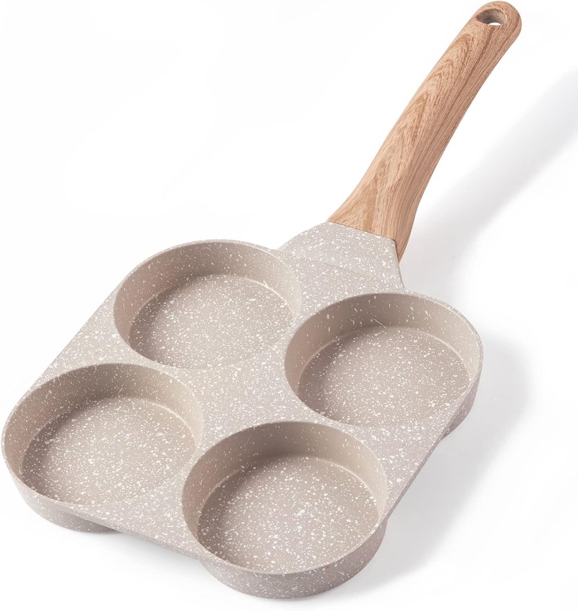 OLOEY Omeletpan-pannenkoekenpan van graniet met antiaanbaklaag (4 kopjes)-geschikt voor gasfornuizen en inductiekookplaten.
