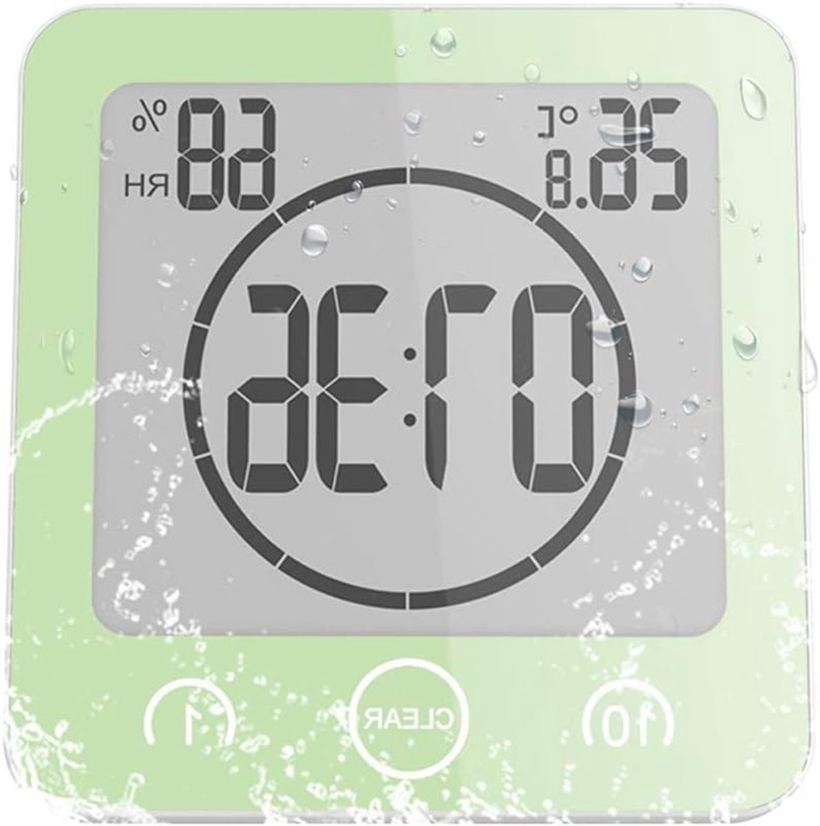 Digitale Badkamer Klok met LCD Scherm, Waterdicht, Temperatuur en Vochtigheid, Countdown Timer, Aanraakbediening en 3 Montageopties