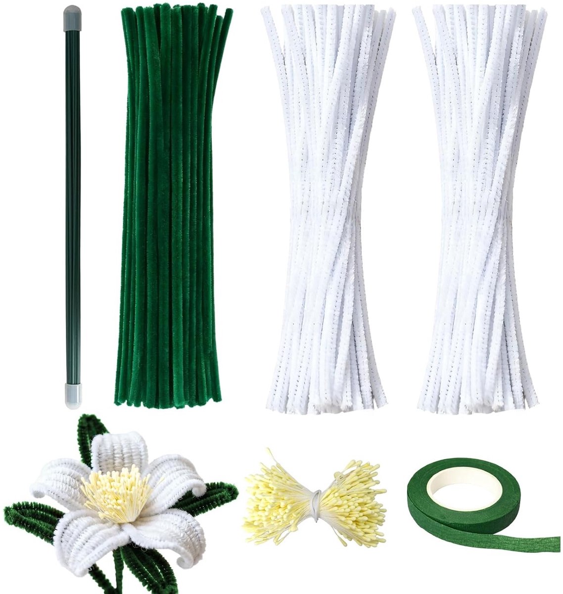 Kleurrijke Pijpenragers Set van 300 Stuks met Lily Patroon voor Creatieve Knutselprojecten en DIY Decoraties
