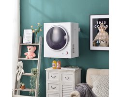 Re-purelife® luchtafvoerdroger 2,5 kg met timer en wandmontage - compacte wasdroger van staal - droogkast met dubbel filtersysteem en RVS trommel - vrijstaand design wit 49,5 × 41,5 × 58,8 cm