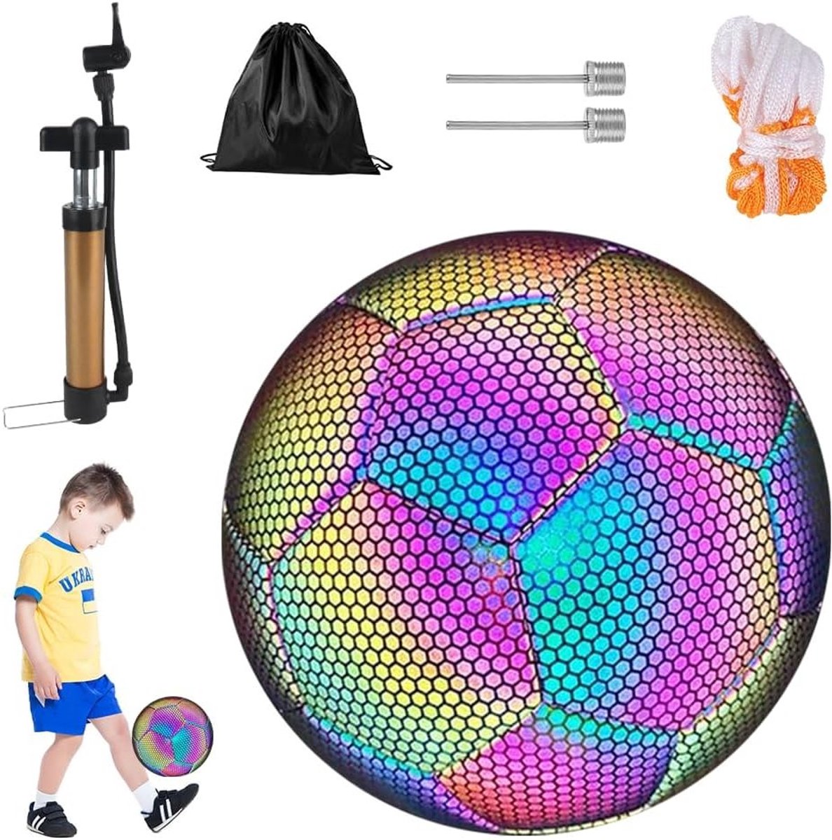 Luminous Voetbal Maat 5 - Reflecterend Lichtgevend Voetbal voor Training en Spelletjes in de Nacht, Geschikt voor Binnen en Buiten, Ideaal voor Kinderen