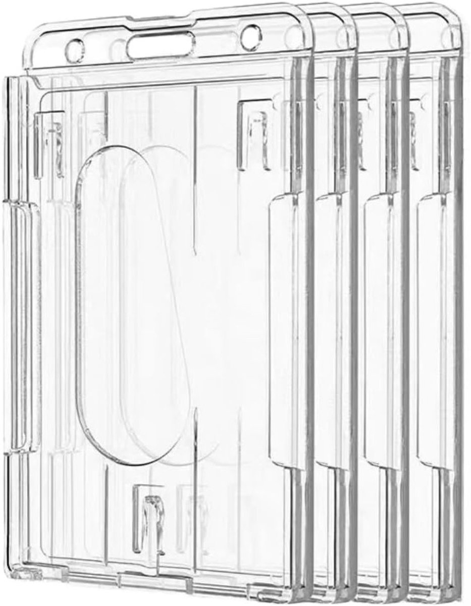 Duurzame en Lockable ID Kaarthouders voor 1 of 2 Kaarten - 4 Stuks, Helder en Stevig