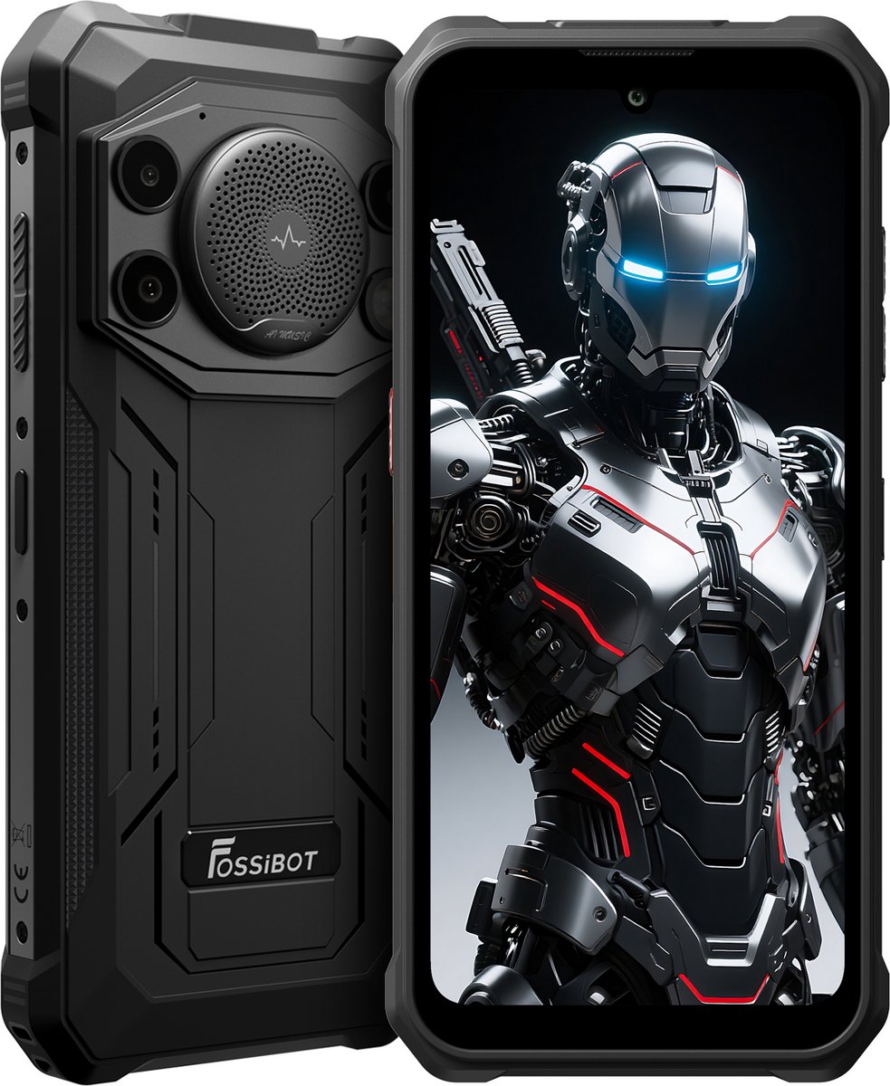 FOSSiBOT F110PRO Robuuste Smartphone - Dual SIM - 8GB RAM - 128GB ROM - 10000mAh - 6,745 inch HD+ IPS Scherm - IP68 Waterdicht Telefoon -Android 15- GPS,NFC,OTG -zwart, ijzergrijs