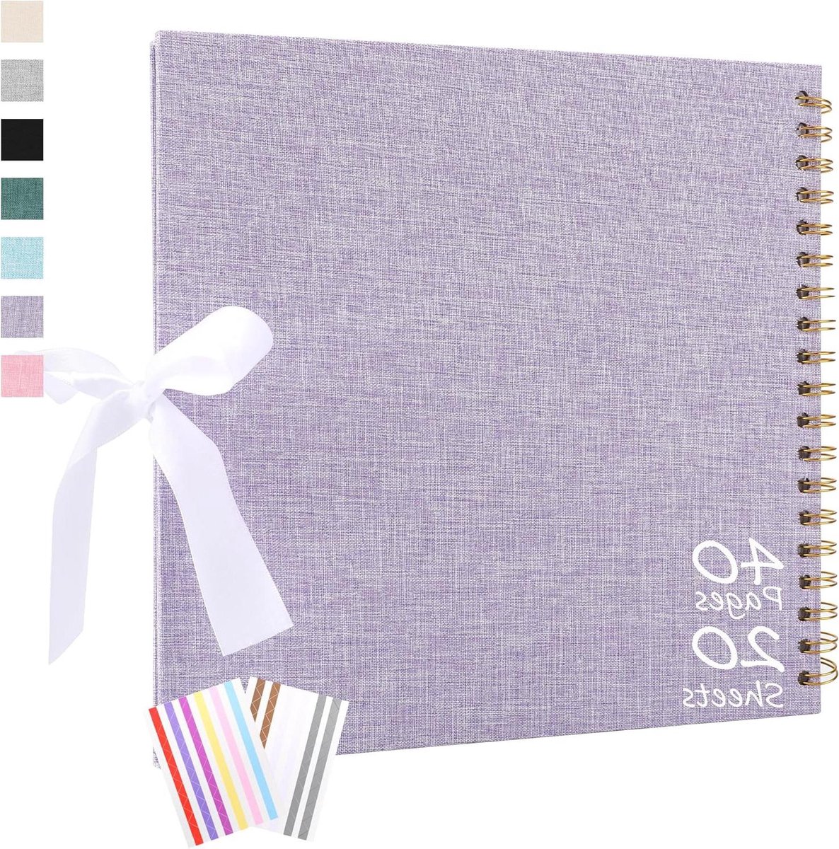 Doe-het-zelf plakboekalbum - Herinneringsboek babyalbum - Persoonlijke herinneringen creëren - Linnen omslag vlinderdas sluiting - 254 x 254 cm - Paars