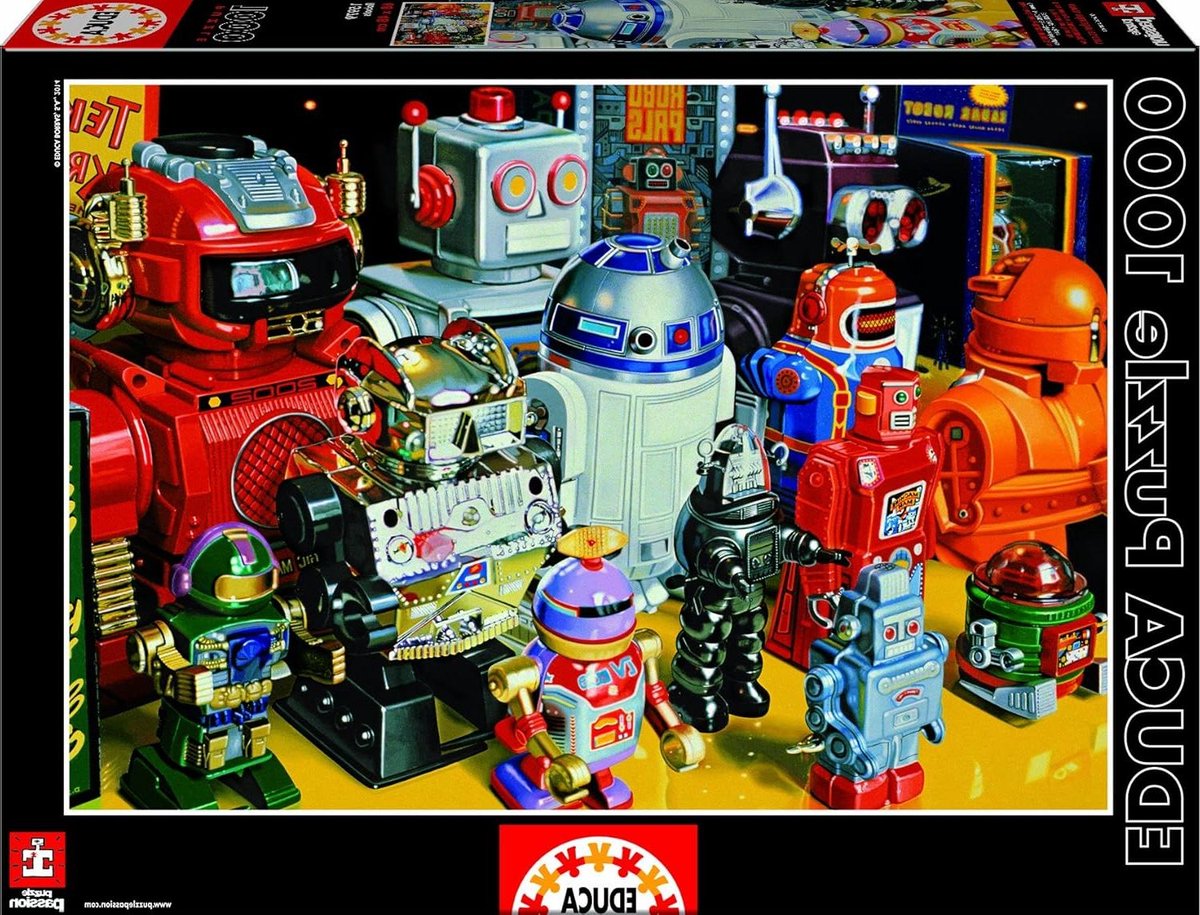 Legpuzzel Robots - Puzzel 1000 stukjes - Ontspannen Tijdverdrijf - Inclusief Fix Puzzle lijm - 68 x 48 cm - Multicolor