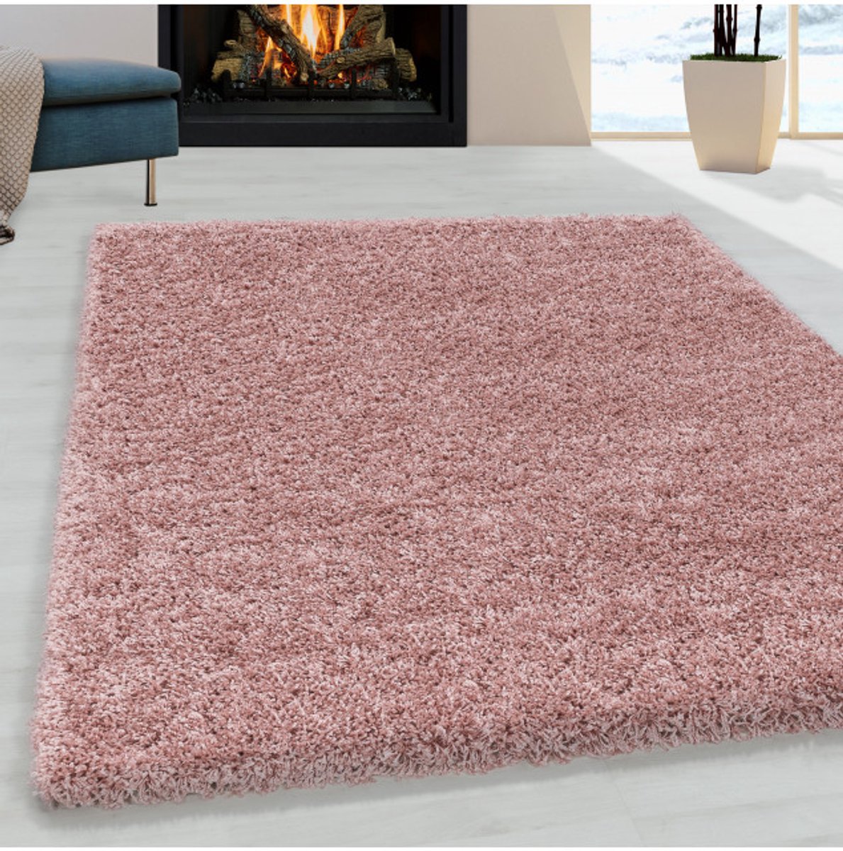 Shaggy design vloerkleed voor de woonkamer, zachte pool, monochroom roze 120x170 cm
