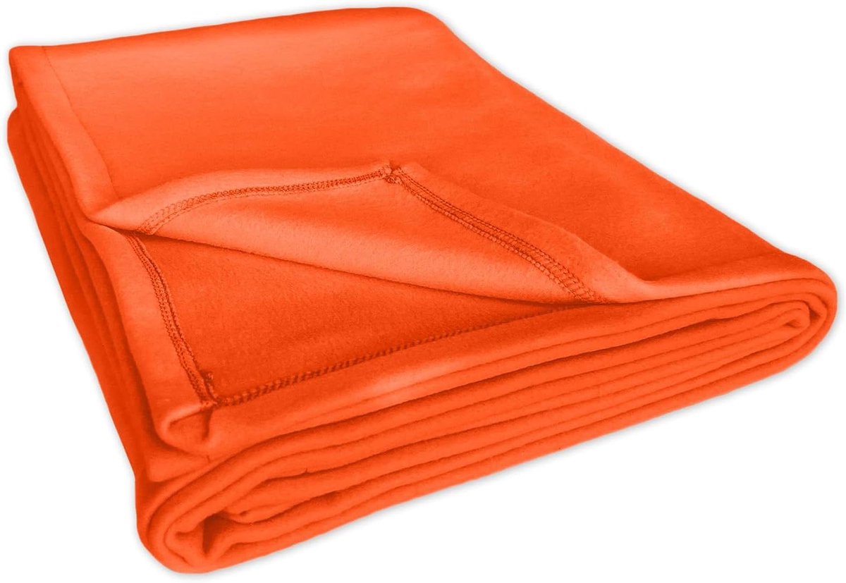 Winterdeken Fleece - Warme Deken - Gezellig opwarmen - Gemaakt in Italië - 150 x 200 cm - Oranje