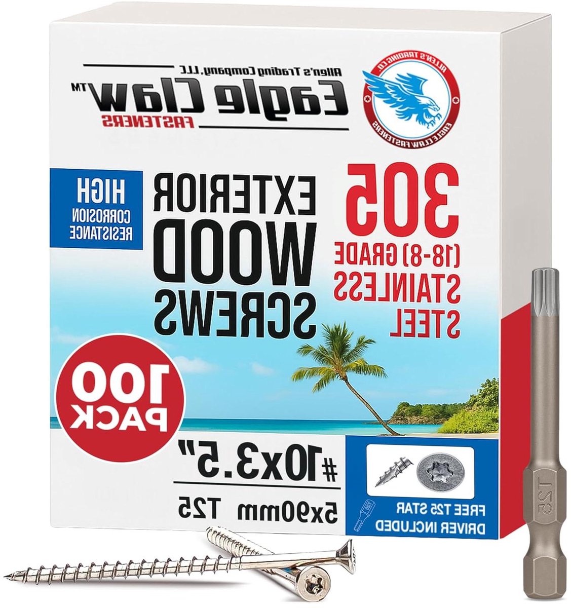 RVS Dek Schroeven - Houtschroeven Terras - Buiten Houtwerk - Hoge Corrosiebestendigheid - 10 x 35 Inch - Zilver