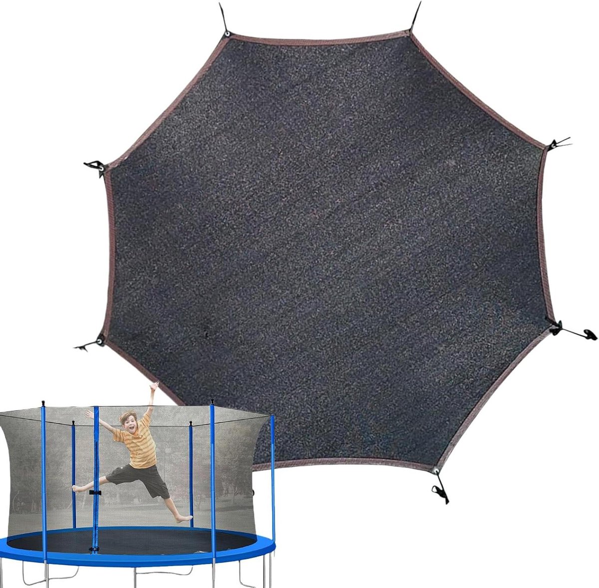 Trampoline Schaduwhoes - Trampoline Tent Zonwering - Bescherming Tegen Zon - Scheurbestendige Stof - 14 voet - Zwart