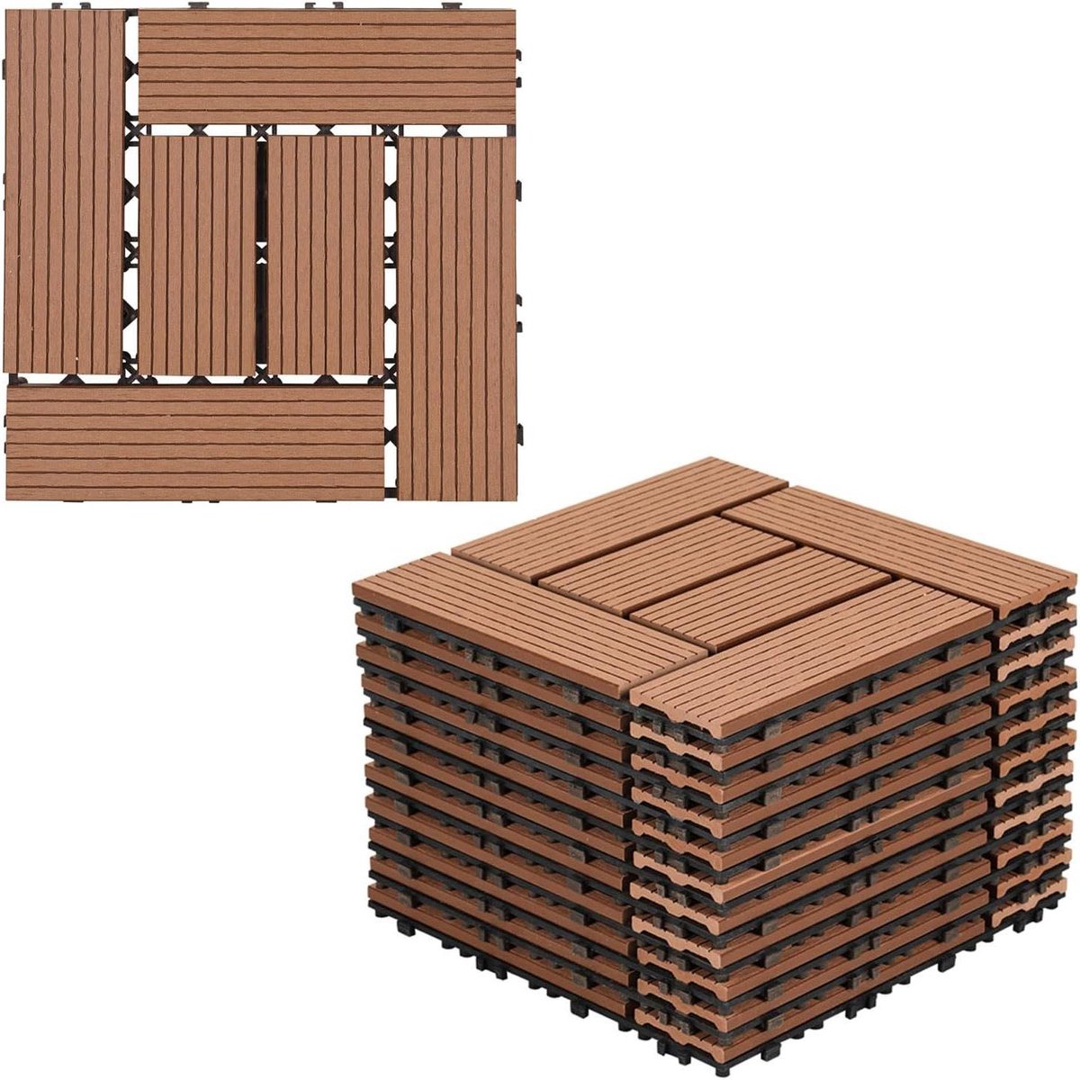 WPC Terras Tegels - Vlondertegels Balkon - Buiten Vloer Leggen - Klik Systeem Drainage