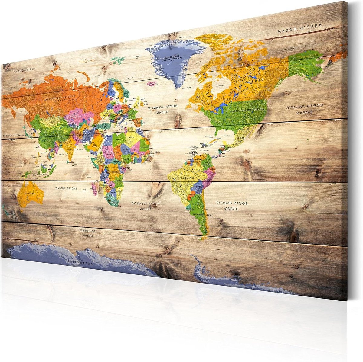 Schilderij Wereldkaart Canvas - Poster Continenten Wanddecoratie - Woonkamer Decoratie - Volledige HD Kwaliteit Print - 90x60 cm - Niet gespecificeerd