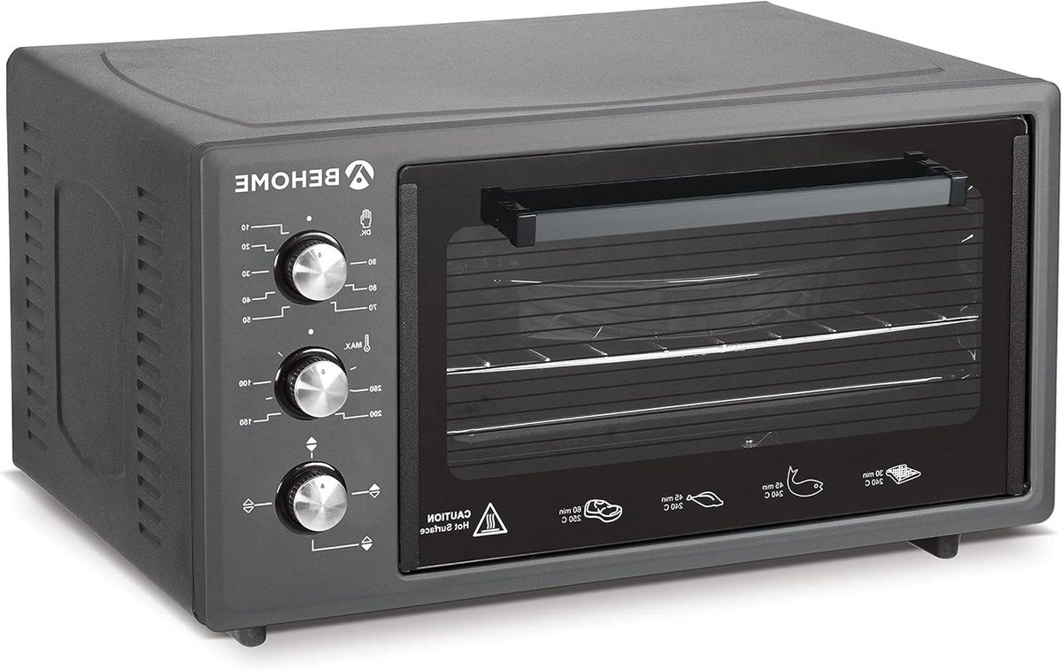Elektrische Oven - Mini Oven Aanrecht - Thuis Koken - Zelfreinigend Interieur - 48 Liter - Zwart