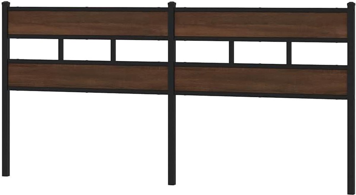 Hoofdbord Bed - Hoofdeinde Achterwand - Bed Compleet Maken - Robuuste Metalen Constructie - 200 cm - Bruin Eikenkleur