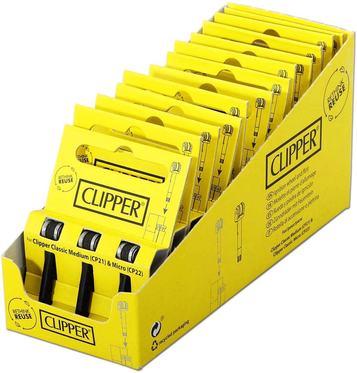 Clipper Vuursteen Systeem - Flints - CP21 & CP22 - Medium & Micro (display 12 stuks)