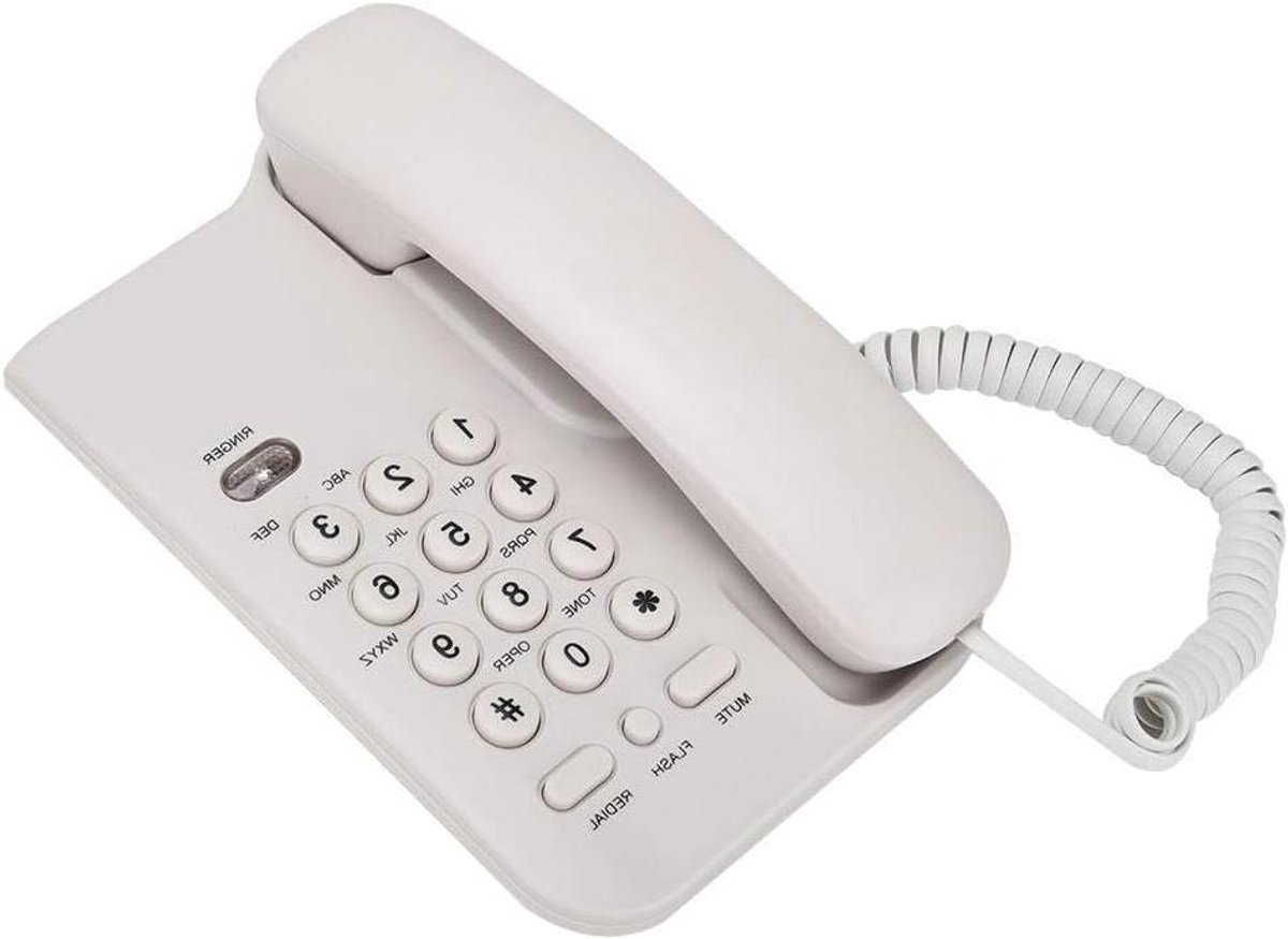 Vaste Telefoon - Thuis Telefoon Kantoor - Communicatie Thuis - Muurbevestiging Tafelplaatsing - 19 x 12.5 x 7.5 cm - Wit