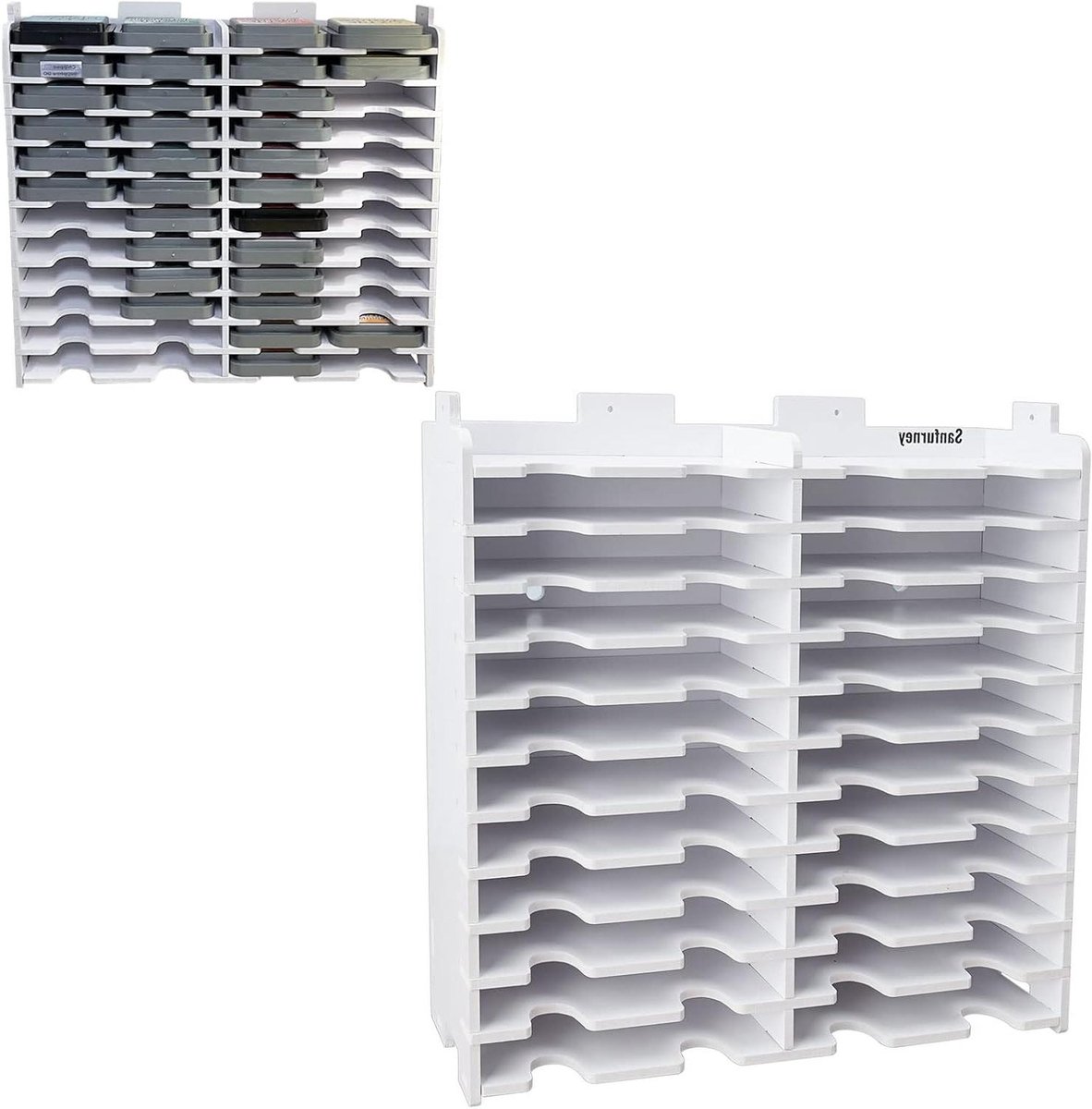 Inktpad Houder - Stempel Organizer - Ambachten Organiseren - 24 Slots - 12.8" B x 3.3" D - Grijs