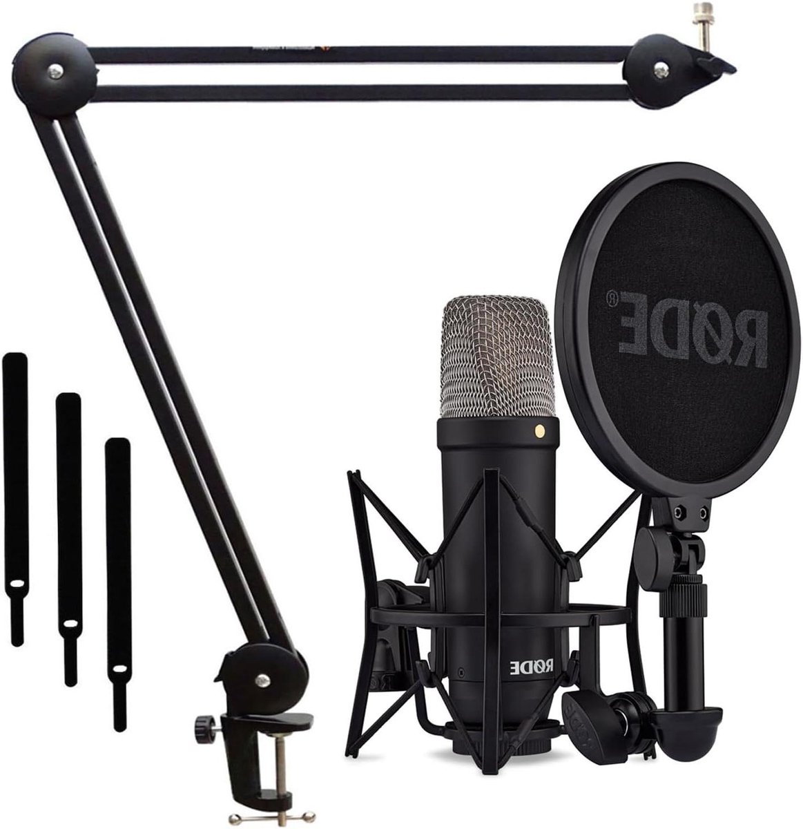 Studiomicrofoon met Arm - Condensator Microfoon - Zang en Spraak - Dubbele XLR USB - 190 mm Lengte - Zwart