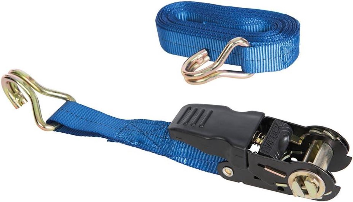Sjorriem met J-haak - Spanband Ratelband - Lading Zekeren - Rubberen Ratelgreep - 4.5m x 25mm - Niet van toepassing