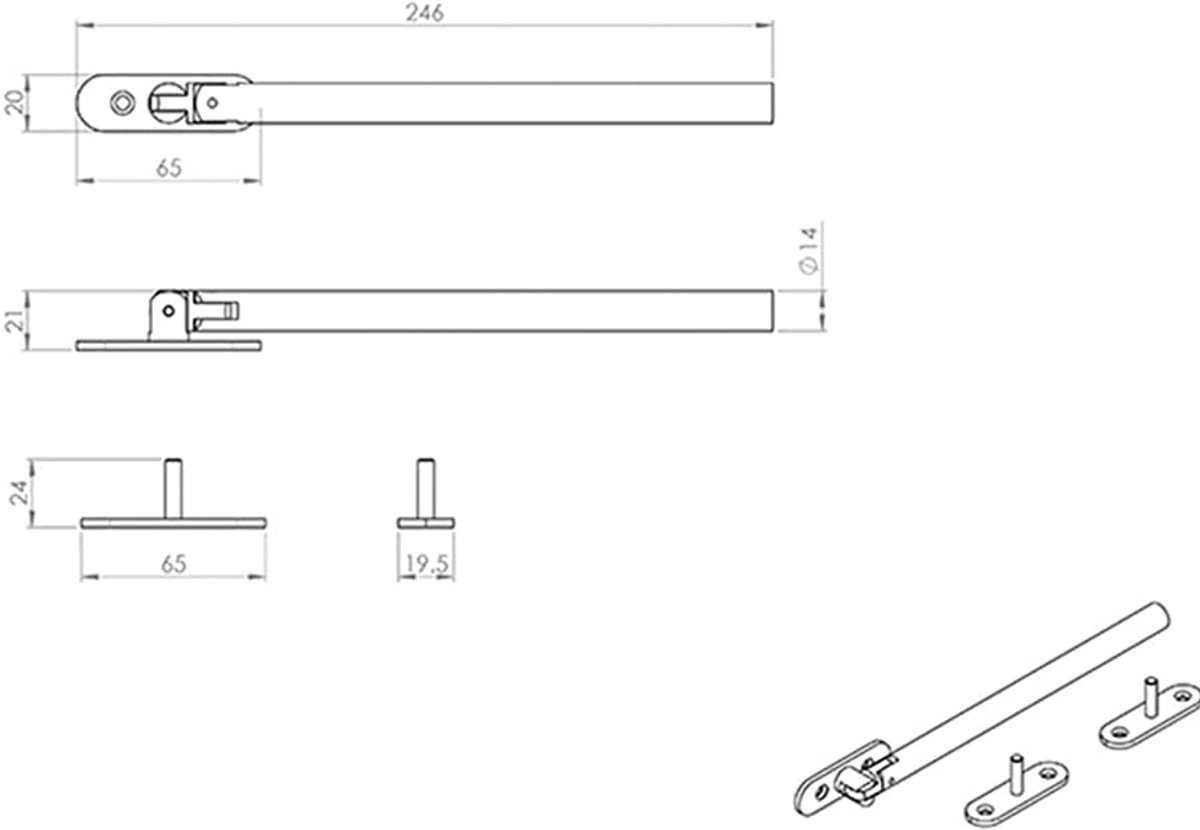 Raam RVS - Raamgrendel Raamarm - Raam Open Houden - Satijn Afwerking - 246 x 14mm - Roestvrij Staal