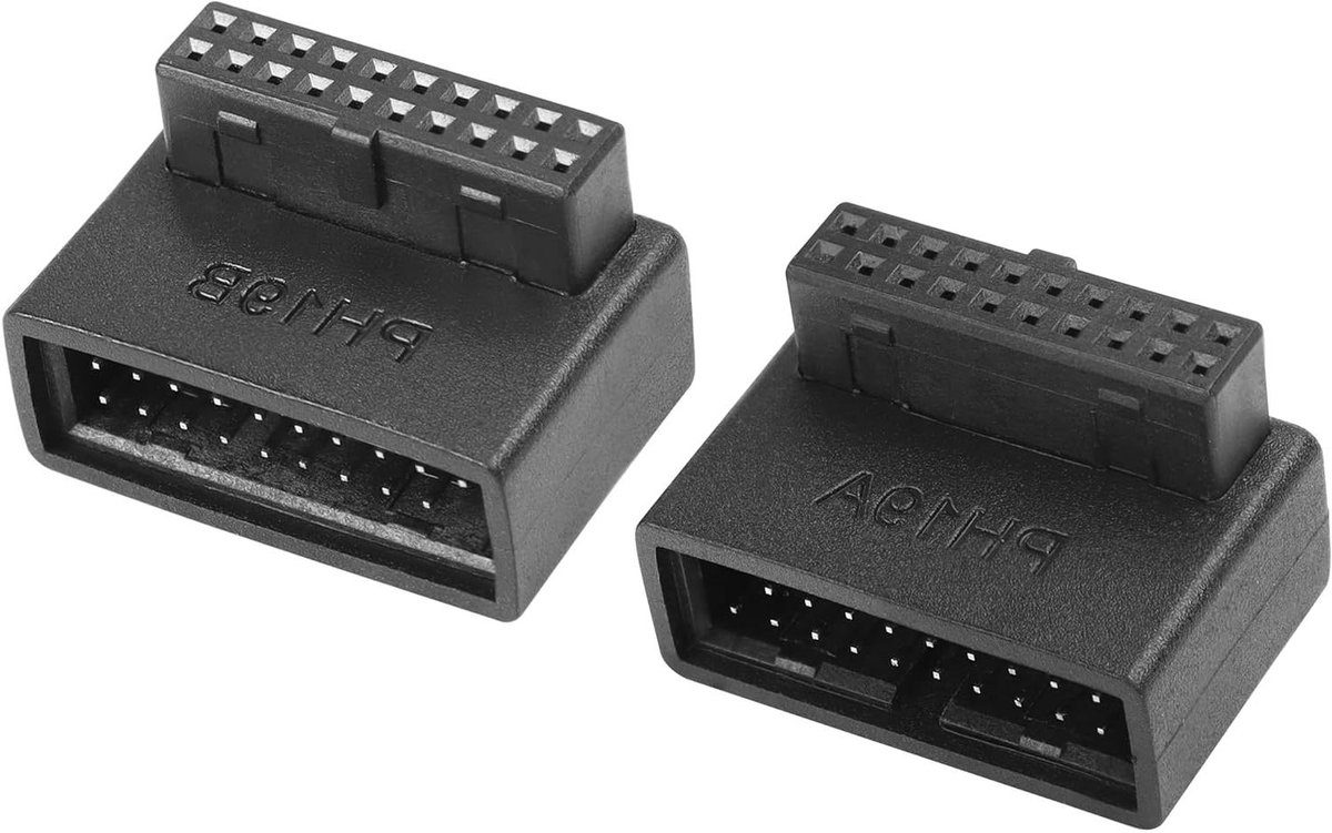 USB 3.0 Adapter - 90 Graden Connector - PC Bouwen - L-Vormige Hoek - 2 Stuks - Zwart