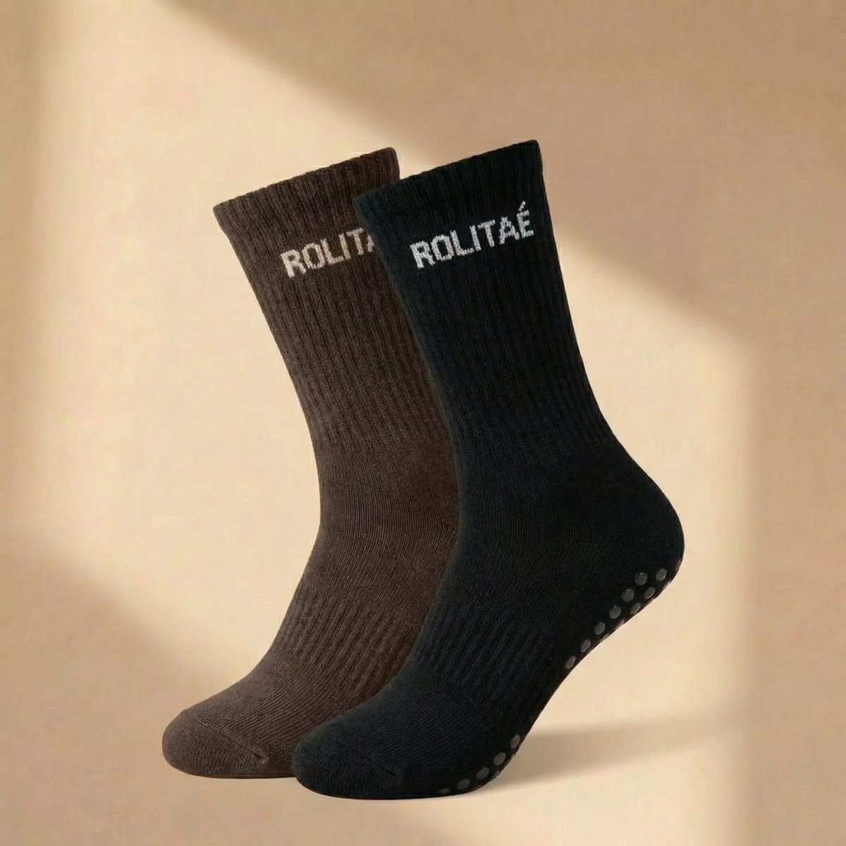 Rolitaé Yoga & Pilatessokken Duo Pack | Dark roast | 2 Paar Anti-Slip Gripsokken | Maat 39-42