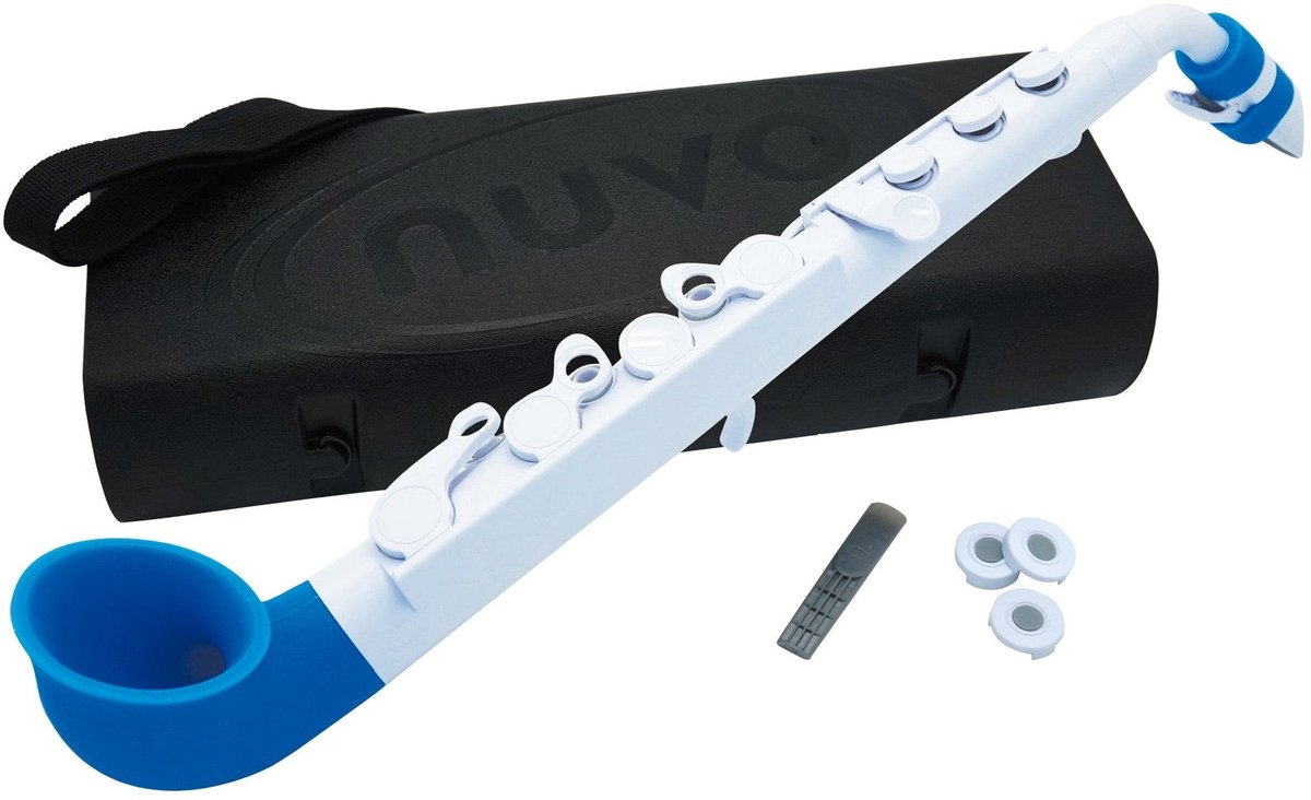 NUVO jSAX 2.0 wit-blauw saxofoon in C lichtgewicht met kunststof rieten kindersaxofoon