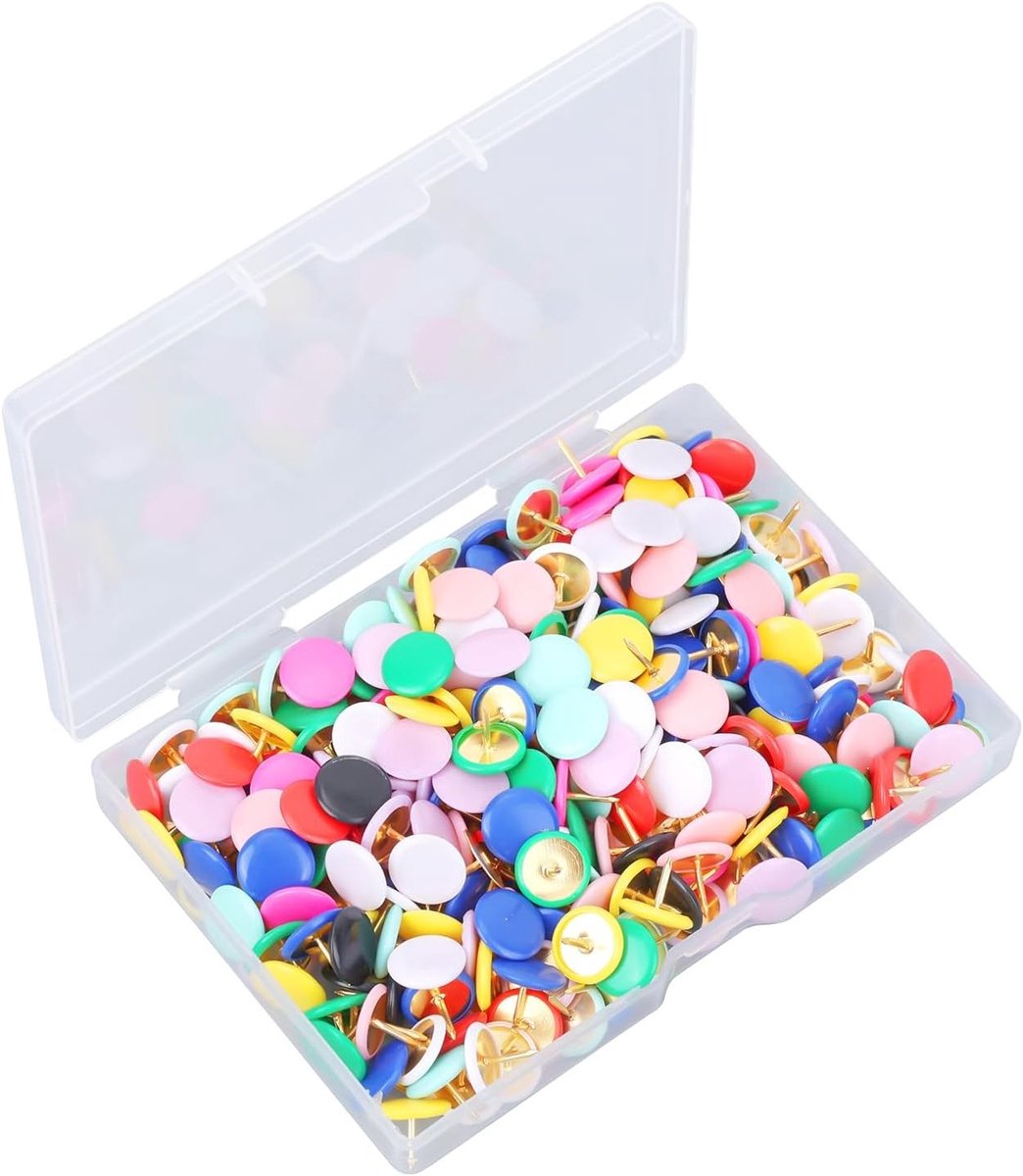 Kleurrijke Duimspijkers - 300 Stuks Plastic Spijkers met Ronde Kop voor Prikborden, Kurkborden en Foto's in 10 Kleuren