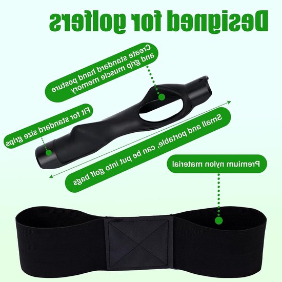 Cosensi- Golf Grip Trainer - Comfortabele Gebreide Grip - Swing Correctie Armband - Verbeterde Handpositie - Oefening voor Swingmechanica - Zwart - Golf Trainingshulpmiddel van Cosensi — afbeelding 2