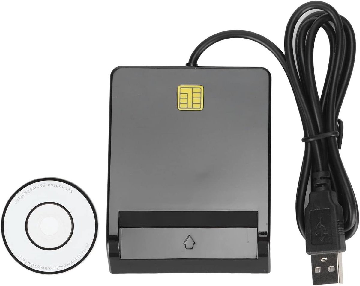 Chipkaartlezer - Smart Card Reader - Kaarten Lezen - USB 2.0 Interface - 14 x 11 x 3 cm - Zwart