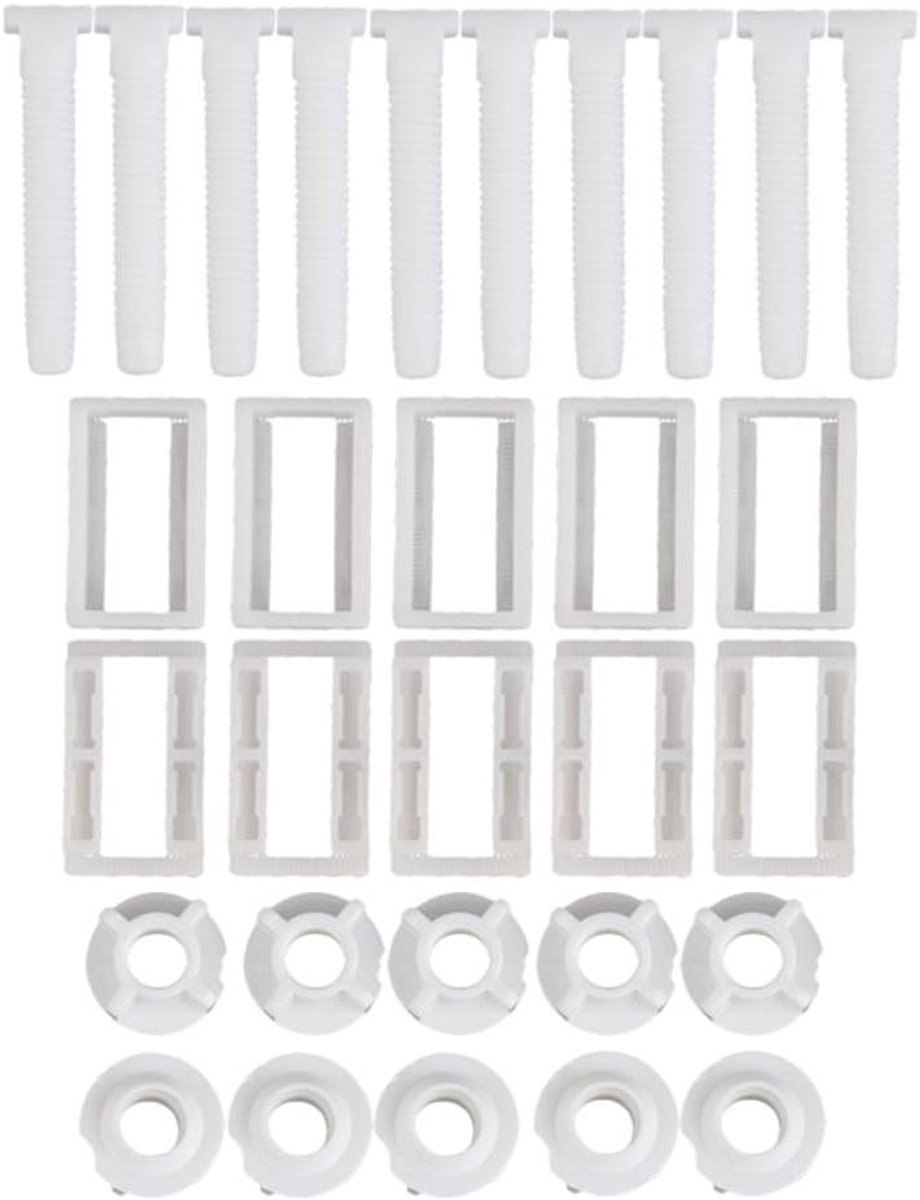 Toiletbril Scharnier Bouten - WC-bril Reparatie Kit - Toilet Repareren - Eenvoudige Montage - 5 Stuks - Wit