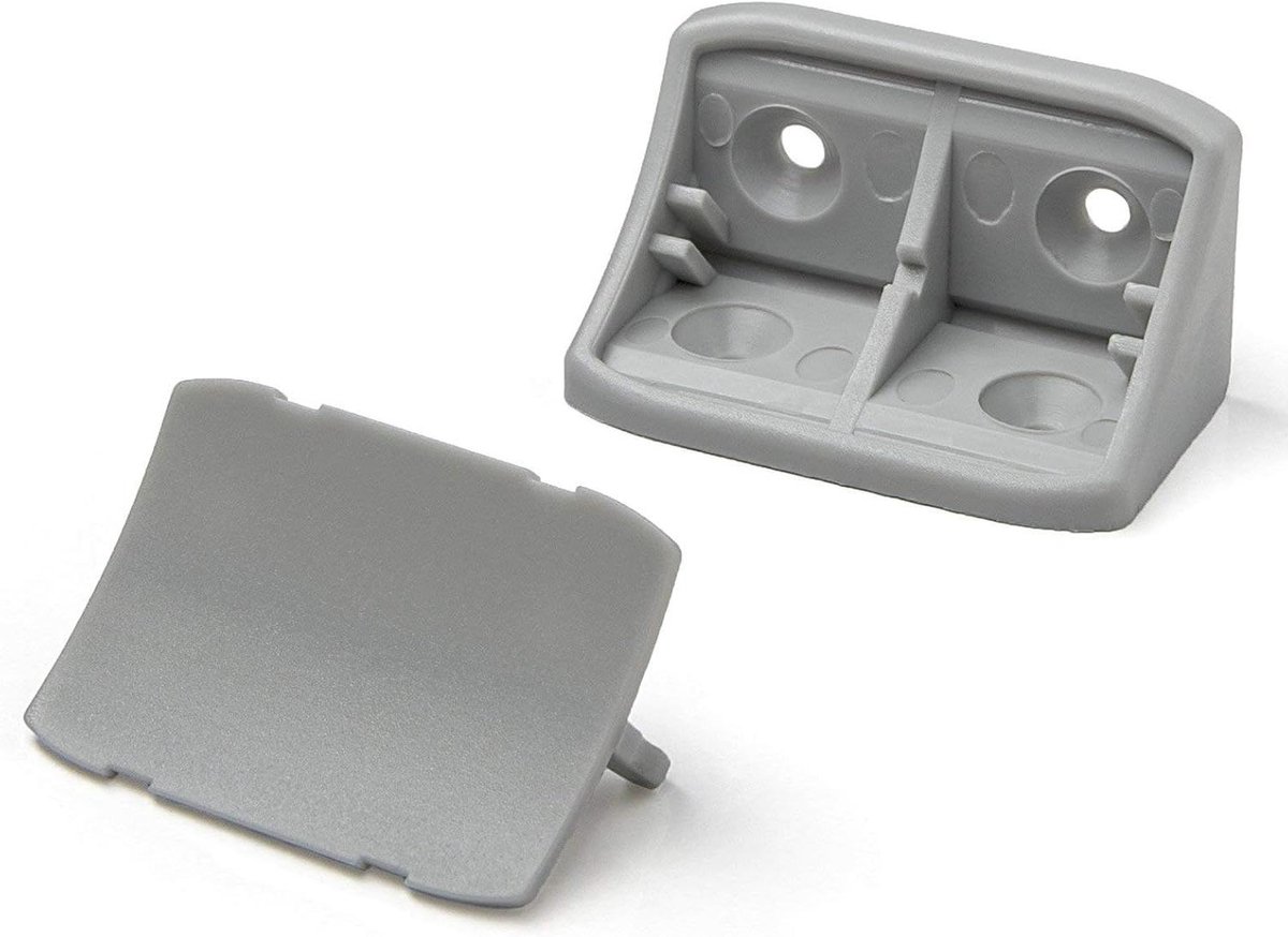 Corpusverbinder Hoekverbinder - Versterker Bevestiger - Meubelverbinding Verstevigen - Met Afdekking - 24x24x44 mm - Lichtgrijs