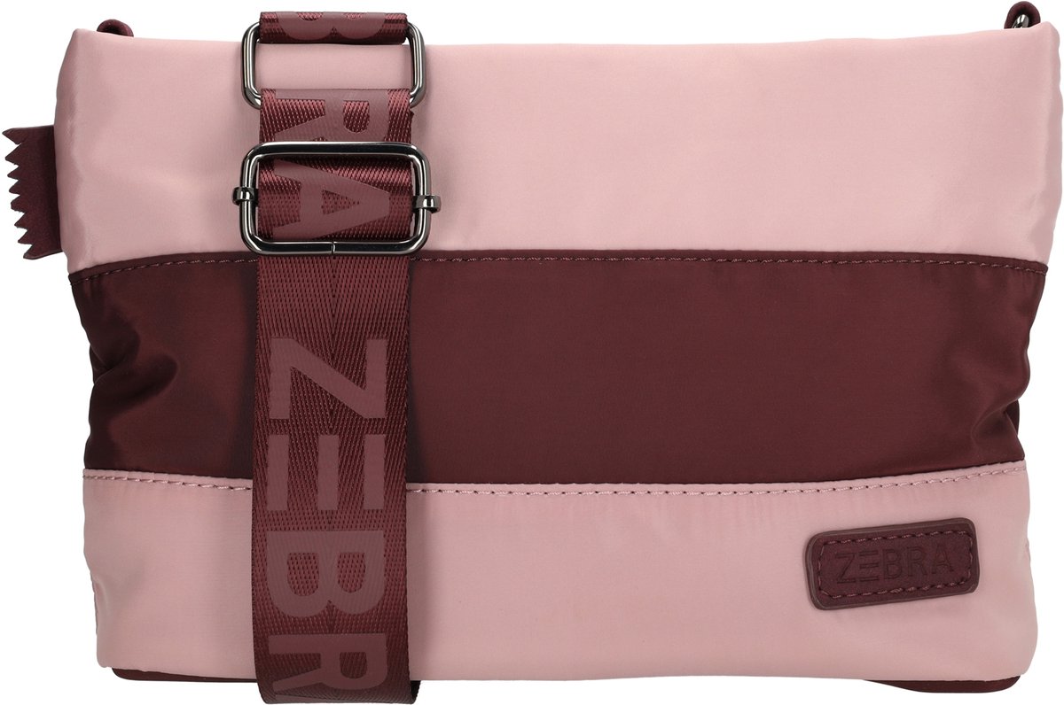 Zebra Elske Schoudertas - Crossbodytas - Verstelbare/Afneembare Schouderband - Praktisch Ingedeeld - Lichtgewicht - Streep Burgundy old pink
