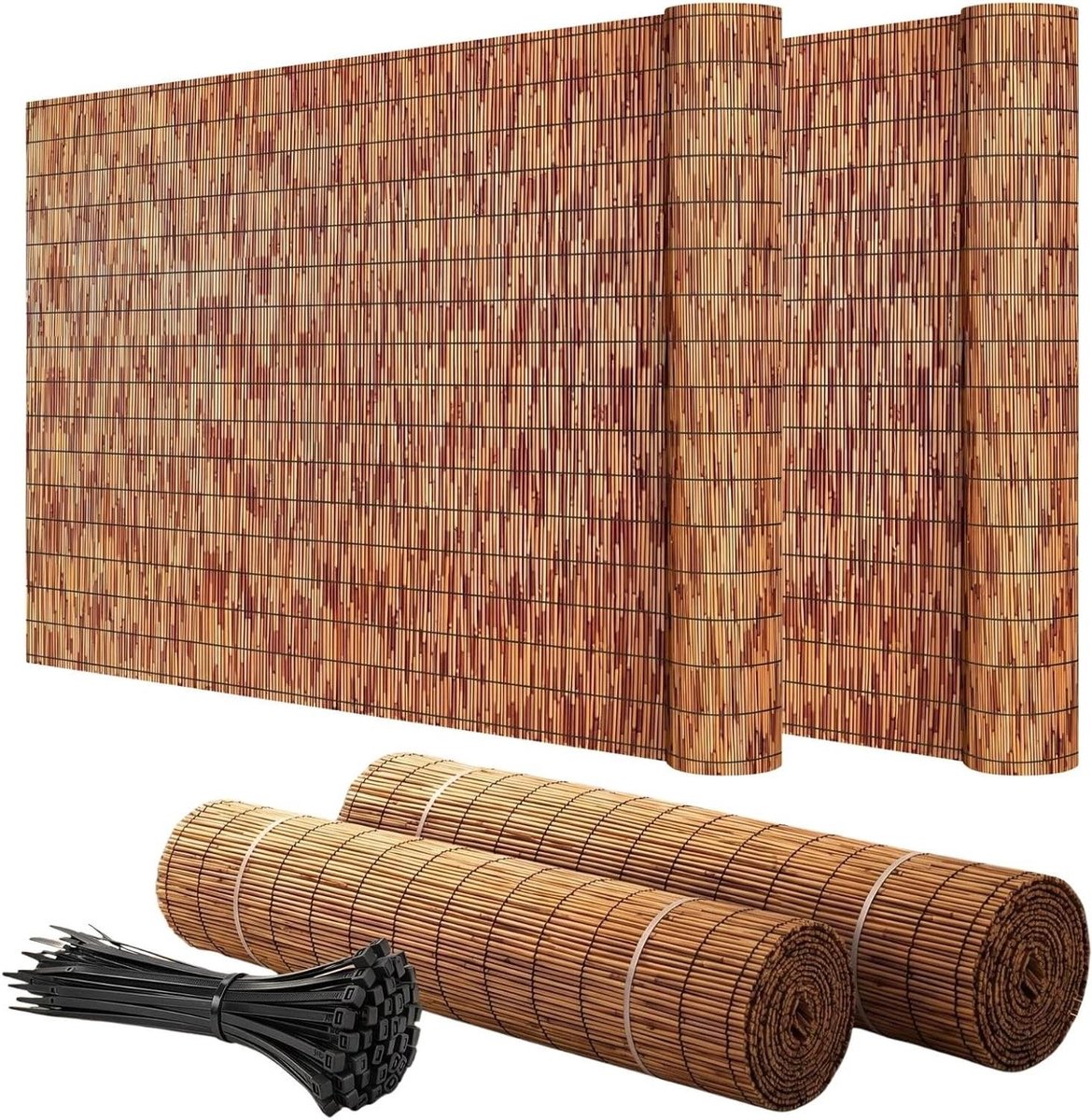 Bamboeschutting Rol - Natuurlijk Scherm - Tuin Afschermen - Handgeweven Constructie - 180x900cm - Bruin
