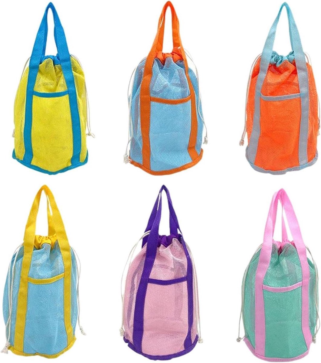 Speelgoedzakken 6 Stuks - Opbergtas Mesh - Buiten Spelen - Ergonomisch Ontwerp - 22x22x34 cm - Niet gespecificeerd
