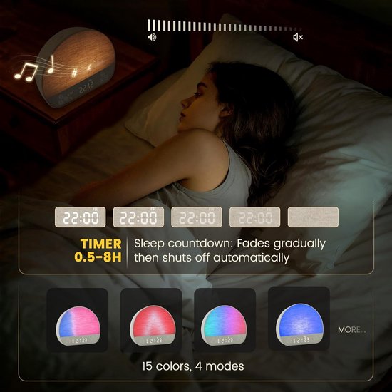 Licht Wekker Wake Up Light- Digitale Wekker met Lamp - Slaaphulp met USB Aansluiting - Touchfunctie — afbeelding 3