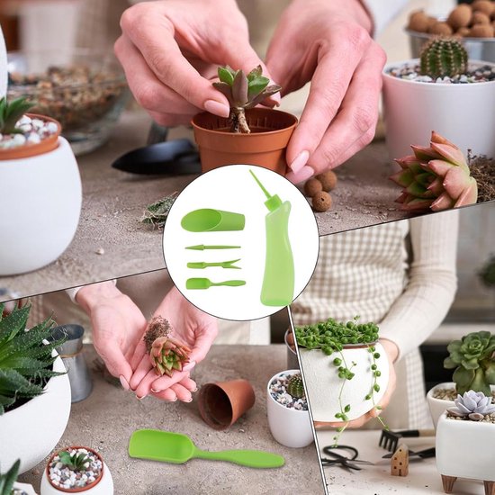 Gieter Set - Kleine Gieters - Vetplant Verzorging - Met Tuingereedschap - 500 ml - Groen — afbeelding 3