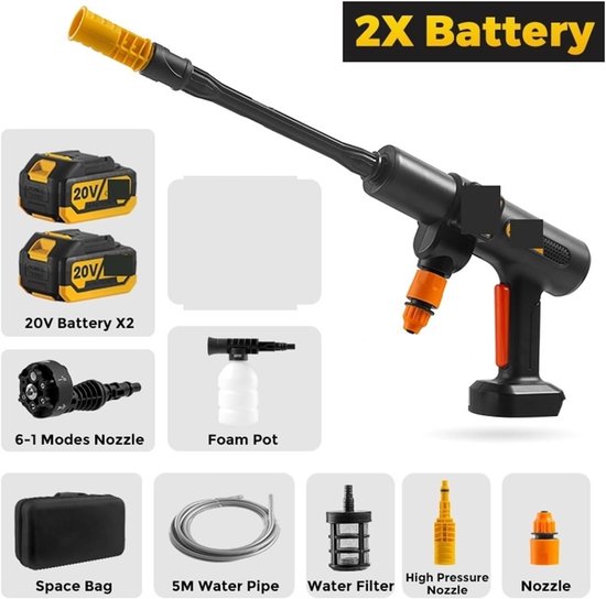 Hogedruk Reiniger - Waterpistool Tuin - Auto Wassen - Borstelloze Motor - 200 Bar - Zwart Geel — afbeelding 5