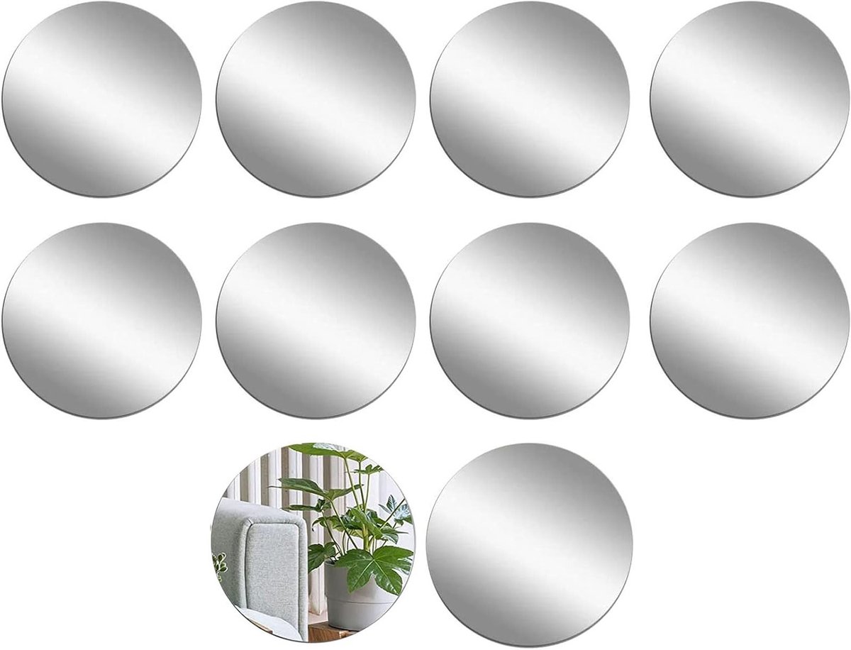 Set van 10 Ronde Acryl Wandspiegels van 10 cm - Verwijderbare Zelfklevende Decoratie voor Thuis, Slaapkamer en Woonkamer