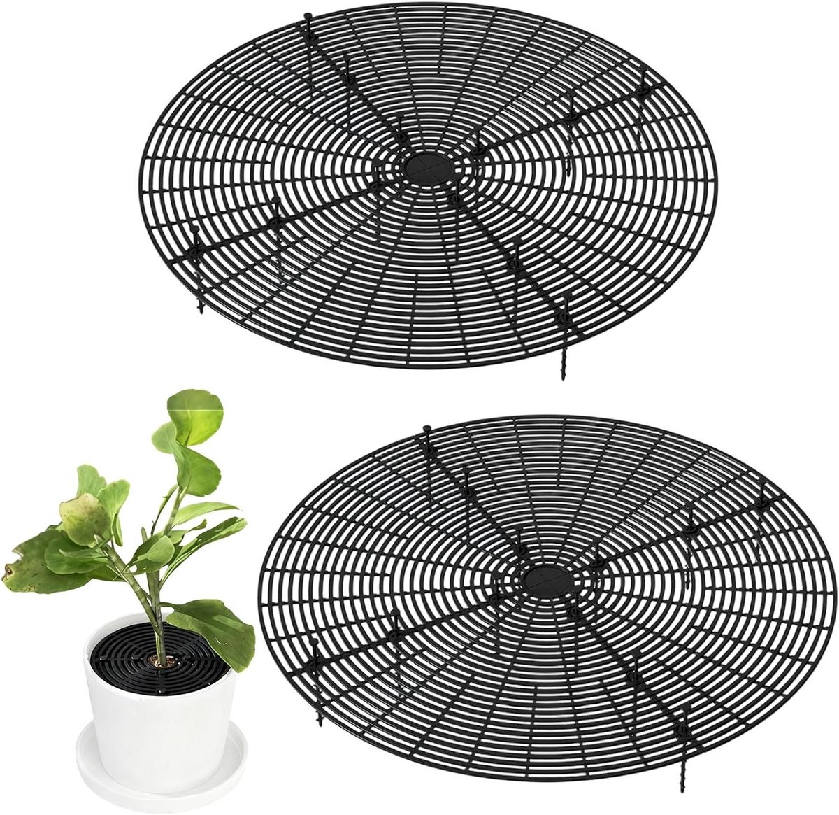 Plantenpothoes Bescherming - Bloempot Rooster - Huisdieren Buiten Houden - Snijdbaar Ontwerp - 2 Stuks - Zwart