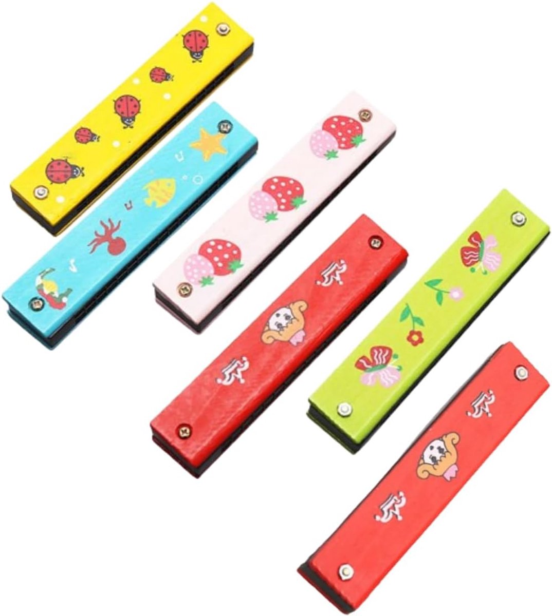 Mondharmonica Set - Klassiek Blaasinstrument - Muziek Leren - Houten Behuizing - 13 cm - Willekeurig