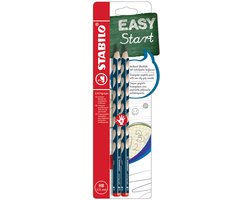 STABILO EASYgraph S HB | 2 pièces | Crayon ergonomique | Blauw patrouille | Droitier
