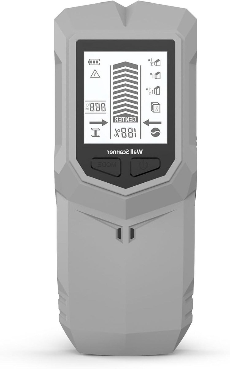 Digitale Noppenzoeker - Muur Scanner - Muren Inspecteren - 6-in-1 Functies - Tot 80mm Diep - Grijs